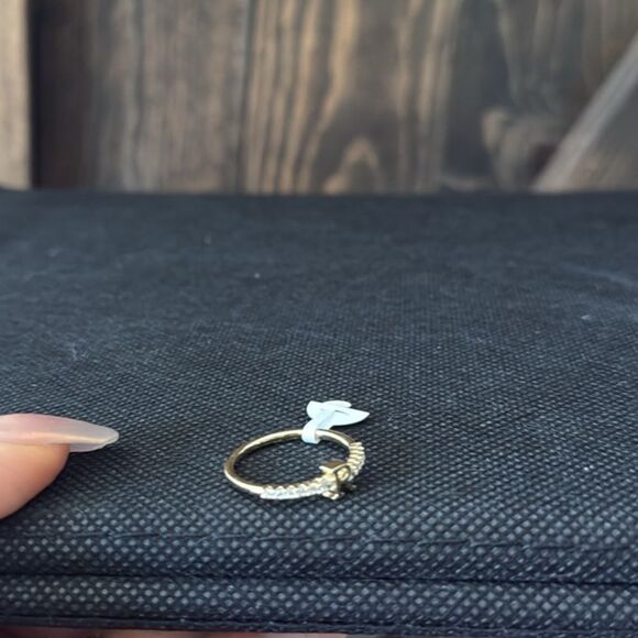 14K Gold Plated Initial R Ring Initial with Zirconia - Picture 7 of 11